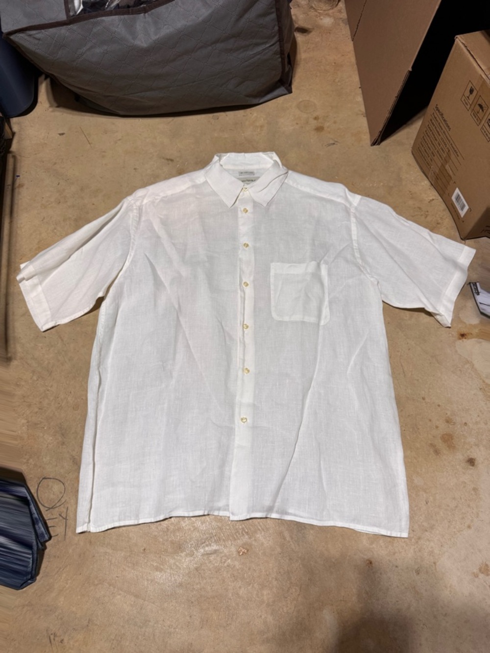 Banana Republic 100% Irish Linen Short Sleeve Button Up Shirt Mens XL